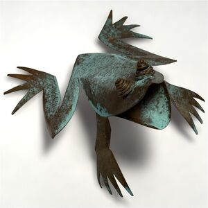 Vintage Signed ©EK Copper Frog Sculpture 5” MCM Brutalist Art Studio Decor